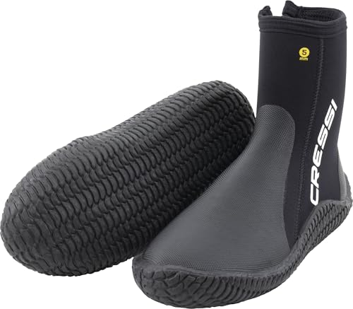 CRESSI Unisex-Adult Reeftech Boots 5mm XL (44/45 EU) 5 mm Schwarz Neoprenstiefel mit Doppeltem Futter, ideal für Wassersport von CRESSI
