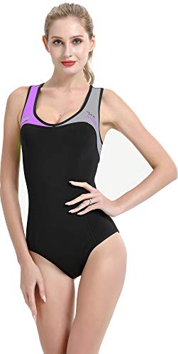 Cressi Damen DEA Swimming Wetsuit Neopren Badeanzug 1mm Neoprenanzug, Schwarz/Grau/Lila, XL/5 Cressi Damen DEA Swimming Wetsuit Neopren Badeanzug 1mm Neoprenanzug, Schwarz/Grau/Lila, XL/5 von CRESSI