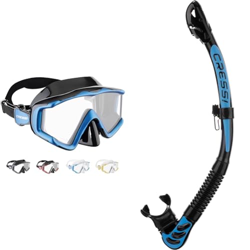 Cressi Liberty - Tauchen, Apnoe und Schnorchelmaske - Erhältlich in der Version mit Zwei/DREI Gläsern, Schwarz/Blau & Alpha Ultra Dry - Schnorchel Trocken Ideal zum Schnorcheln, Apnoe und Tauchen Cressi Liberty - Tauchen, Apnoe und Schnorchelmaske - Erhältlich in der Version mit Zwei/DREI Gläsern, Schwarz/Blau & Alpha Ultra Dry - Schnorchel Trocken Ideal zum Schnorcheln, Apnoe und Tauchen von CRESSI