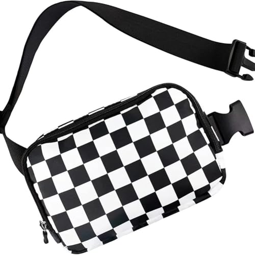 CRGANGZY Gürteltasche for Damen und Herren, Nylon, Schachbrettmuster, Hüfttasche mit verstellbarem Riemen, Umhängetasche for Workout, Reisen, Laufen (Stil 1) von CRGANGZY