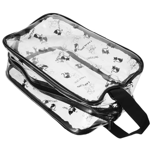 CRILSTYLEO 1stk Transparente wasserdichte Aufbewahrung Tasche Schwarze Schminktasche Aufbewahrungstasche Reise-kulturbeutel Reise-Make-up-Set Tragbare Make-up-Tasche Kosmetiktasche PVC Black von CRILSTYLEO