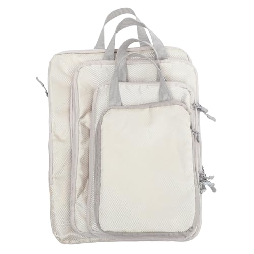 CRILSTYLEO 4 Stück ， Reisewürfel Zum Verpacken Die Besten Packwürfel Große Packwürfel Kompressionspackwürfel Für Die Reise Packwürfel Reisen Polyester Beige von CRILSTYLEO