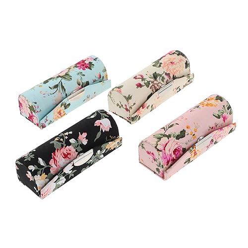 CRILSTYLEO 4 Stück Bestickte Lippenstiftbox Lipgloss-etui Mit Spiegel Blumen-Lippenstift-etui-Halter Schminkspiegel Geldbörse Lippenstift Für Frauen Tragbarer Lippenstifthalter Stoff von CRILSTYLEO