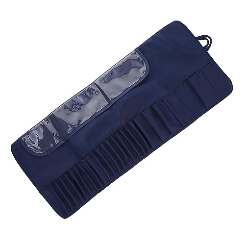 CRILSTYLEO Faltbare Kosmetiktasche wasserdichte Schminktasche Organizer für Make-up-Pinsel pinselrolle Pinsel Tasche Makeup makeupbag kosmetische Rolltasche Make-up-Pinsel-Beutel Nylon Blue von CRILSTYLEO