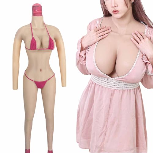 CRODRES Silikon-Bodysuit Silikon-Brustplatte Realistische Brustformen Falsche Vagina Crossdressing Männlich bis Weiblich,Color3,Cotton G Cup von CRODRES