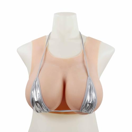 CRODRES Silikon Brustplatte Fake Brust Formen G Cup Runde Kragen Fake Brüste für Crossdresser Transgender,Color 1,Silicon von CRODRES