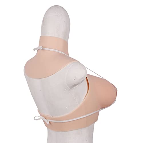 CRODRES Silikon-Brustplatte Hoher Hals B-G Cup Runder Kragen Brustformen Mastektomie Falsche Brüste für Crossdresser Transgende,Nude,D Cup von CRODRES