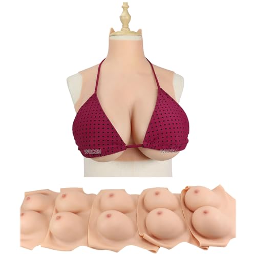 CROXZZNB Crossdresser Brustformen Silikon/Baumwolle gefüllte Brustplatte, weiche B-G Cup Fake Boobs Enhancer für Shemale Transgender,Color 2,E Silicone von CROXZZNB