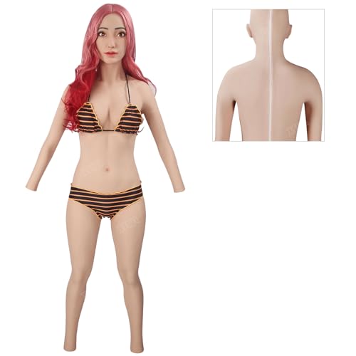 CROXZZNB Ganzkörper-Silikon-Bodysuit mit Kopfbedeckung Realistische Brustformen, knöchellange Fake-Vagina-Hose für Transgender,Color 3,Silicone Filled von CROXZZNB