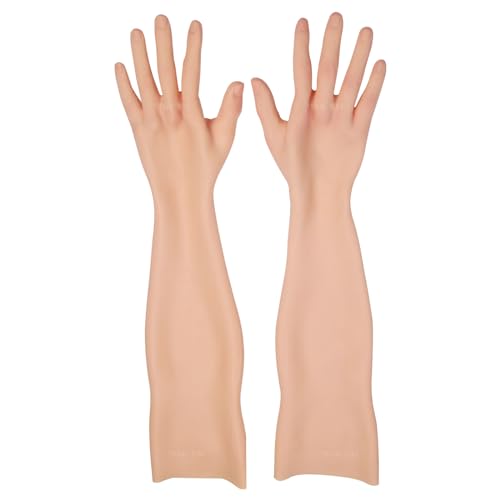 CROXZZNB Realistische Silikon Handschuhe weibliche Simulation Haut Crossdressing voller Länge Arme für Transgender Drag Queen Prothese,Color 1,with Nails von CROXZZNB