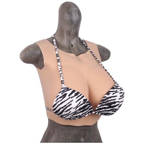 CROXZZNB Silikon Brustplatte Rundhalsausschnitt Soft Fake Brüste Enhancer Rücken Hohle Brust Formen für Crossdresser Drag Queen,Color 1,E Cup von CROXZZNB