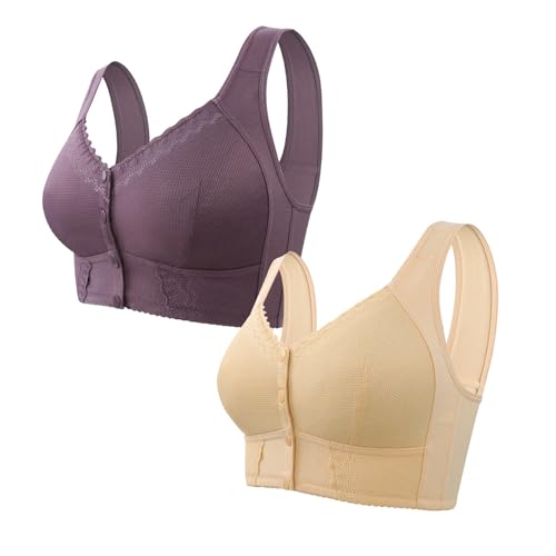 CRTZHA Evyblissbras Bra, Evybliss Bra, Dreamofup Bra, Front Closure Breathable Bra for Seniors, Seamless Push Up (2PC-F,54/125) von CRTZHA