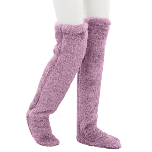 CRTZHA Fuzzy Dreams Beinwärmer, Fuzzy Legs Sockenpantoffeln, Gemütliche Lange Leggings Wärmesocken, Fuzzy Lange Beinwärmer, Kniehohe Fuzzy Socken für Frauen (Purple,One Size) von CRTZHA