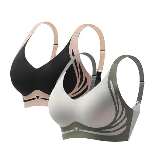 CRTZHA Lovefoer Bra, Lushfitting Powerful Push-Up Seamless Bra, Caralush Bra, Advocatey Bra, Super Gather Bra Wireless Push-Up Bra (2PC-B,M) von CRTZHA