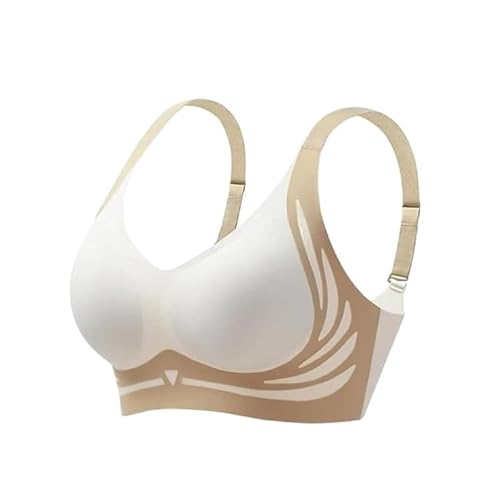 CRTZHA Lovefoer Bra, Lushfitting Powerful Push-Up Seamless Bra, Caralush Bra, Advocatey Bra, Super Gather Bra Wireless Push-Up Bra (Beige,M) von CRTZHA