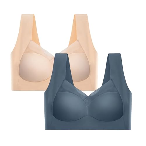 CRTZHA Nahtloser, sexy Push-up-BH ohne Bügel, BH – Nahtloser, bügelloser BH, BH aus Eisseide, Haltungskorrektur (2PC-C,XL) von CRTZHA