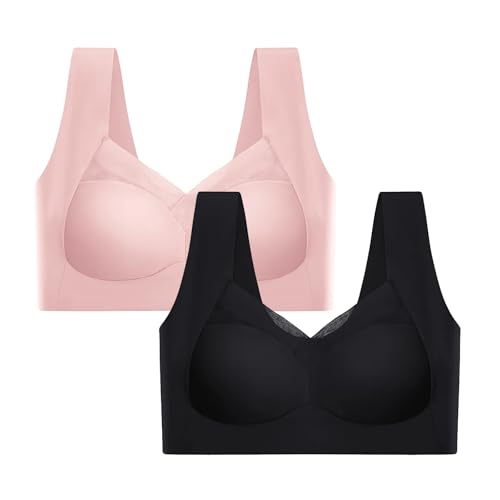 CRTZHA Nahtloser, sexy Push-up-BH ohne Bügel, BH – Nahtloser, bügelloser BH, BH aus Eisseide, Haltungskorrektur (2PC-E,L) von CRTZHA