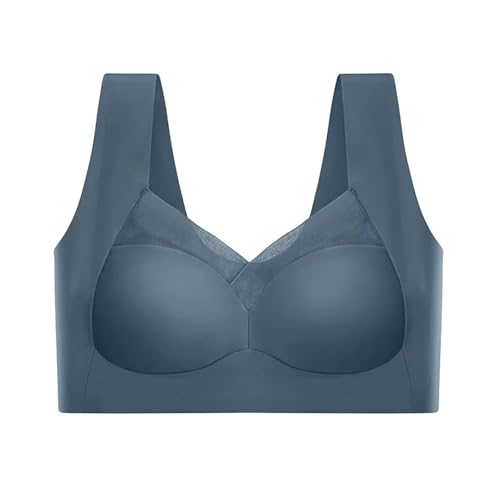 CRTZHA Nahtloser, sexy Push-up-BH ohne Bügel, BH – Nahtloser, bügelloser BH, BH aus Eisseide, Haltungskorrektur (Dark Blue,3XL) von CRTZHA