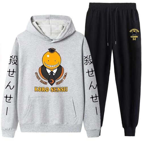 Assassination Classroom Paar Casual Set, Warme Und Dicke Jogginganzug Der Frauen, Modisches Bedrucktes Top Und Hose Mit Taschen, Kapuzensweatshirt, Sporthose-Color-2||XL von CRYBF