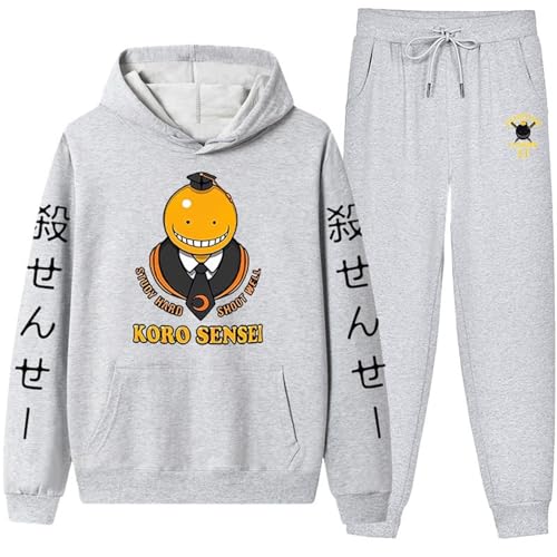 Assassination Classroom Paar Casual Set, Warme Und Dicke Jogginganzug Der Frauen, Modisches Bedrucktes Top Und Hose Mit Taschen, Kapuzensweatshirt, Sporthose-Color-6||XXL von CRYBF