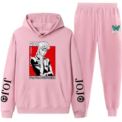 CRYBF Damen Sportbekleidung Set JoJo Wonderful Adventure Zwei-teiliges Set Sweathose Sweathose Kapuzen Set-COLOR-13||3XL von CRYBF