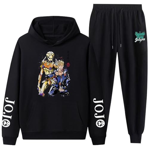 CRYBF Damen Sportbekleidung Set JoJo Wonderful Adventure Zwei-teiliges Set Sweathose Sweathose Kapuzen Set-Color-2||M von CRYBF