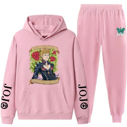 CRYBF Damen Sportbekleidung Set JoJo Wonderful Adventure Zwei-teiliges Set Sweathose Sweathose Kapuzen Set-Color-3||XXL von CRYBF