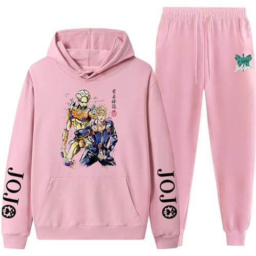 CRYBF Damen Sportbekleidung Set JoJo Wonderful Adventure Zwei-teiliges Set Sweathose Sweathose Kapuzen Set-Color-7||XL von CRYBF