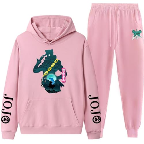 CRYBF Damen Sportbekleidung Zweiteiliges Set JoJo's Fantasy Abenteuer Paar Hoodie, Beinbindungshose, Sporthose Kapuzenset, Unisex-Version-COLOR-10||XXL von CRYBF