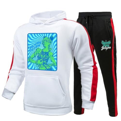 CRYBF JoJo's Fantasy Adventure Sport Freizeitanzug, Farbiges Kapuzen Sweatshirt, Sporthosen Set, Männer Und Frauen Trendy Set-Color-1||3XL von CRYBF