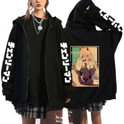 CRYBF Kettensäge Mann Reißverschluss Hoodies Y2K Graphic Print Hooded Männer Frauen Plus Size Sweatshirts Harajuku Zip Up Jacke-Black-1||S von CRYBF