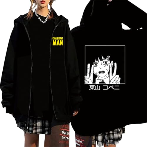 CRYBF Kettensäge Mann Reißverschluss Hoodies Y2K Graphic Print Hooded Männer Frauen Plus Size Sweatshirts Harajuku Zip Up Jacke-Black||S von CRYBF