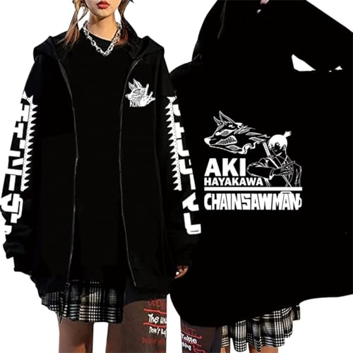 CRYBF Kettensäge Mann Reißverschluss Hoodies Y2K Graphic Print Hooded Männer Frauen Plus Size Sweatshirts Harajuku Zip Up Jacke-Black||XXL von CRYBF