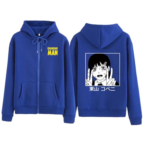 CRYBF Kettensäge Mann Reißverschluss Hoodies Y2K Graphic Print Hooded Männer Frauen Plus Size Sweatshirts Harajuku Zip Up Jacke-Blue||XXL von CRYBF