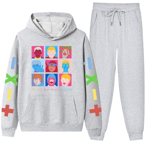 CRYBF Männer Und Frauen Universell Große Lehrer Onizuka Mode Gedruckte Sportanzug Herbst Und Winter Neue Kapuze Set Langärmeliges Sweatshirt Mit Tasche Freizeithose-Color-4||XL von CRYBF