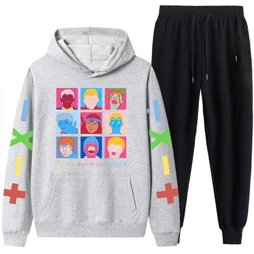 CRYBF Männer Und Frauen Universell Große Lehrer Onizuka Mode Gedruckte Sportanzug Herbst Und Winter Neue Kapuze Set Langärmeliges Sweatshirt Mit Tasche Freizeithose-Color-6||S von CRYBF