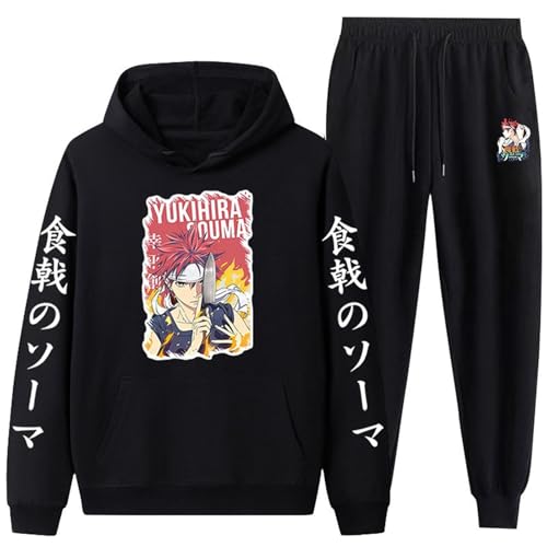 CRYBF Paarstil Freizeitanzug, Warme Und Dicke Jogginganzug Der Frauen, Food Wars Mode Bedruckt Top Und Hose Mit Taschen, Kapuzensweatshirt, Sporthose-Color-2||3XL von CRYBF