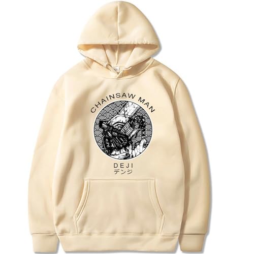 Chainsaw Man Herren Und Damen Hoodie Anime Printed Hoodie Streetwear Casual Sweatshirt Y2K Fashion Casual Pullover Long Sleeve Loose Top Street-BEIGE||3XL von CRYBF