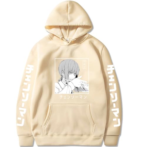 Chainsaw Man Herren Und Damen Hoodie Anime Printed Hoodie Streetwear Casual Sweatshirt Y2K Fashion Casual Pullover Long Sleeve Loose Top Street-BEIGE||S von CRYBF