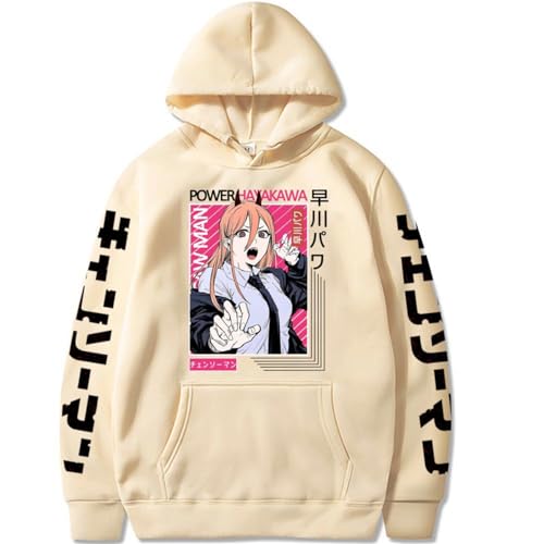 Chainsaw Man Herren Und Damen Hoodie Anime Printed Hoodie Streetwear Casual Sweatshirt Y2K Fashion Casual Pullover Long Sleeve Loose Top Street-BEIGE||S von CRYBF