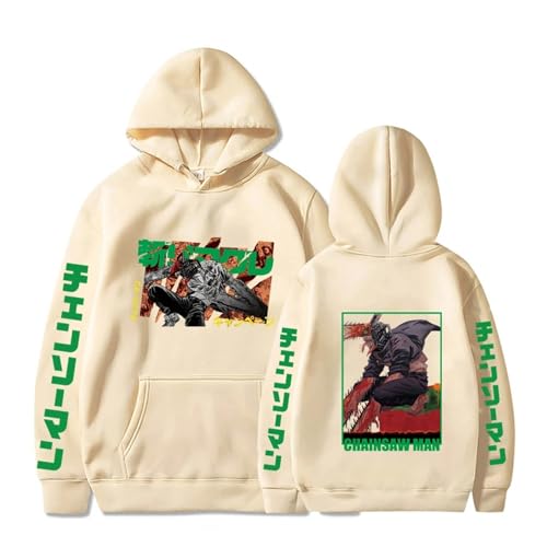 Chainsaw Man Herren Und Damen Hoodie Anime Printed Hoodie Streetwear Casual Sweatshirt Y2K Fashion Casual Pullover Long Sleeve Loose Top Street-BEIGE||S von CRYBF