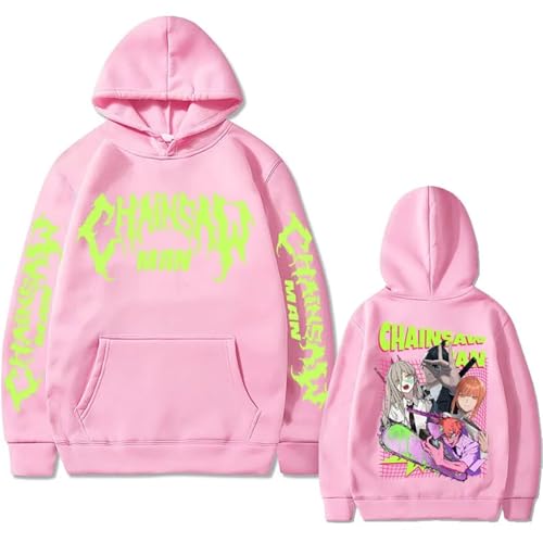 Chainsaw Man Herren Und Damen Hoodie Anime Printed Hoodie Streetwear Casual Sweatshirt Y2K Fashion Casual Pullover Long Sleeve Loose Top Street-PINK||3XL von CRYBF