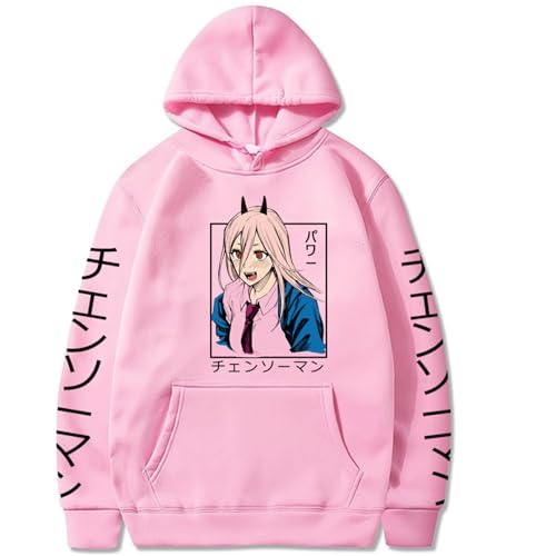 Chainsaw Man Herren Und Damen Hoodie Anime Printed Hoodie Streetwear Casual Sweatshirt Y2K Fashion Casual Pullover Long Sleeve Loose Top Street-PINK||3XL von CRYBF