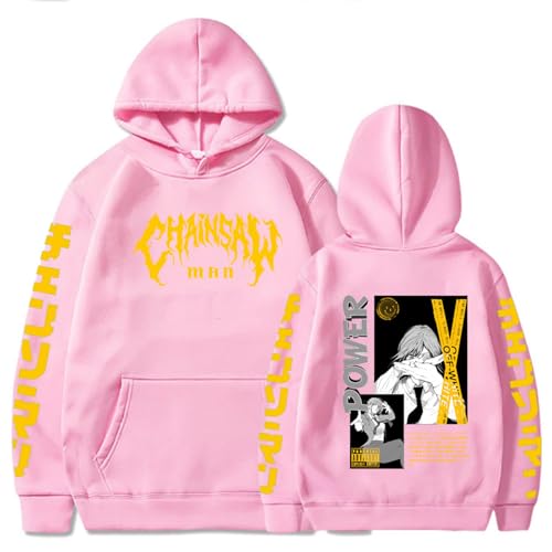 Chainsaw Man Herren Und Damen Hoodie Anime Printed Hoodie Streetwear Casual Sweatshirt Y2K Fashion Casual Pullover Long Sleeve Loose Top Street-PINK||L von CRYBF