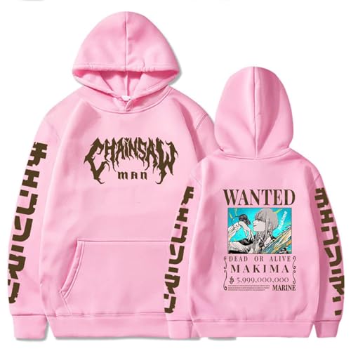 Chainsaw Man Herren Und Damen Hoodie Anime Printed Hoodie Streetwear Casual Sweatshirt Y2K Fashion Casual Pullover Long Sleeve Loose Top Street-PINK||M von CRYBF