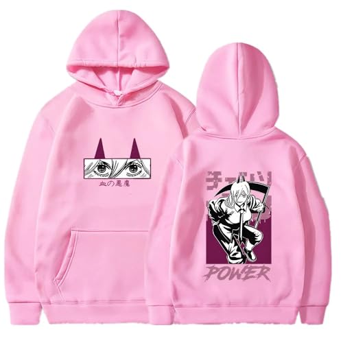 Chainsaw Man Herren Und Damen Hoodie Anime Printed Hoodie Streetwear Casual Sweatshirt Y2K Fashion Casual Pullover Long Sleeve Loose Top Street-PINK||S von CRYBF