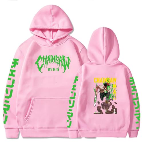 Chainsaw Man Herren Und Damen Hoodie Anime Printed Hoodie Streetwear Casual Sweatshirt Y2K Fashion Casual Pullover Long Sleeve Loose Top Street-PINK||XL von CRYBF