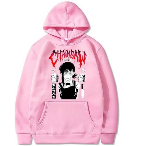 Chainsaw Man Herren Und Damen Hoodie Anime Printed Hoodie Streetwear Casual Sweatshirt Y2K Fashion Casual Pullover Long Sleeve Loose Top Street-PINK||XS von CRYBF