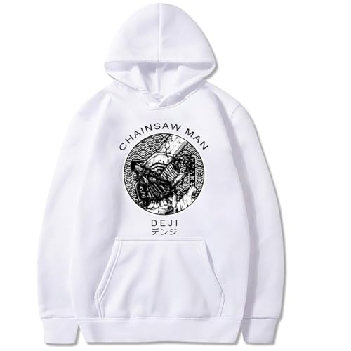 Chainsaw Man Herren Und Damen Hoodie Anime Printed Hoodie Streetwear Casual Sweatshirt Y2K Fashion Casual Pullover Long Sleeve Loose Top Street-White||3XL von CRYBF