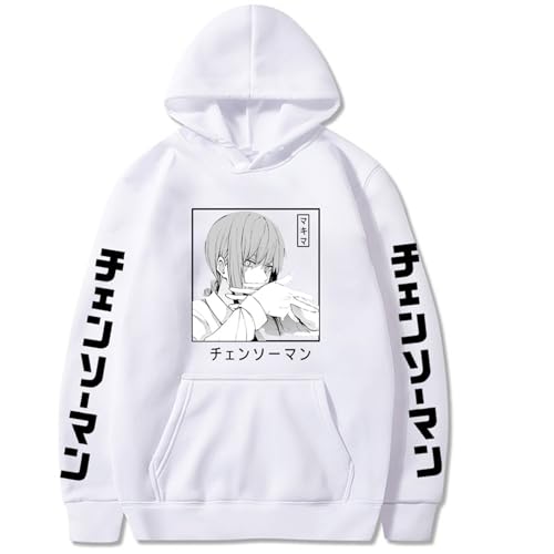 Chainsaw Man Herren Und Damen Hoodie Anime Printed Hoodie Streetwear Casual Sweatshirt Y2K Fashion Casual Pullover Long Sleeve Loose Top Street-White||XXL von CRYBF